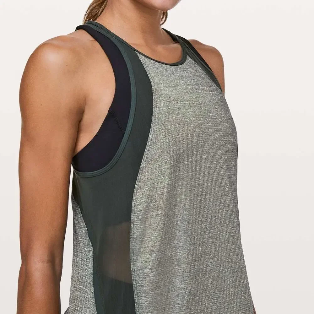 LULULEMON Run Off Route Tank Top Heathered Camo Green